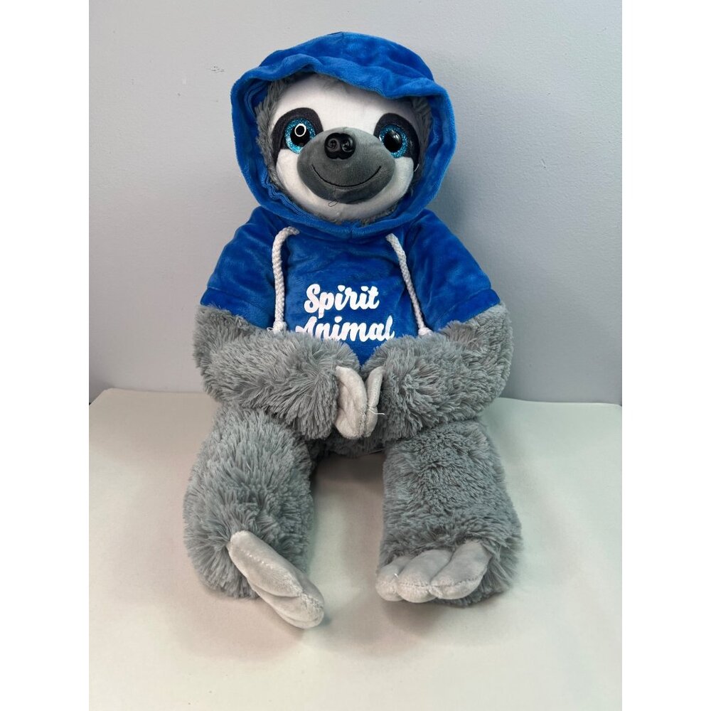 Toy Factory Sloth Spirit Animal 21" Gray Plush Blue Hoodie Stuffed Animal 2022